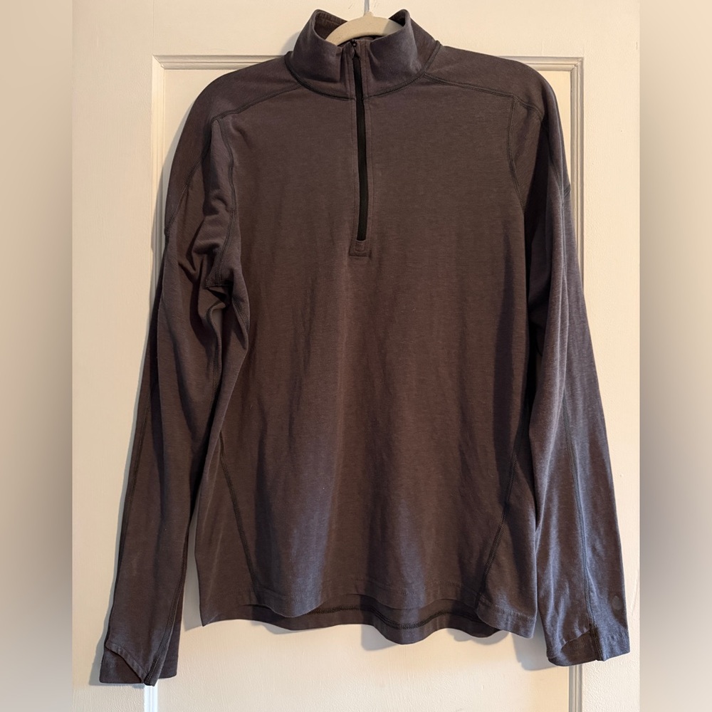 Stio 1/4 Zip Poly Cotton Blend Pullover Taupe Brown Medium